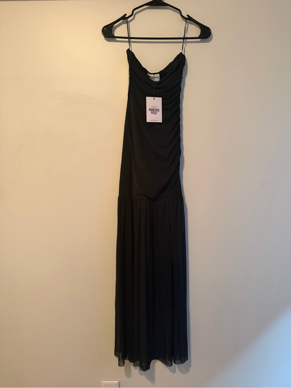 Princess Polly Black Draped Maxi Slip Dress